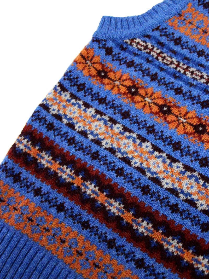 Scottish Wool Short Fairisle Tank Top in Cobalt Blue