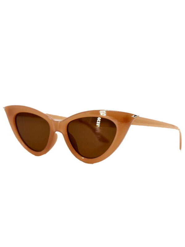 Brown Diamond Tip Catseye Vintage Style Sunglasses