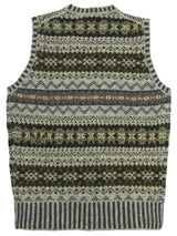 Vintage Style Shetland Wool Fair Isle Vest in Ash Grey