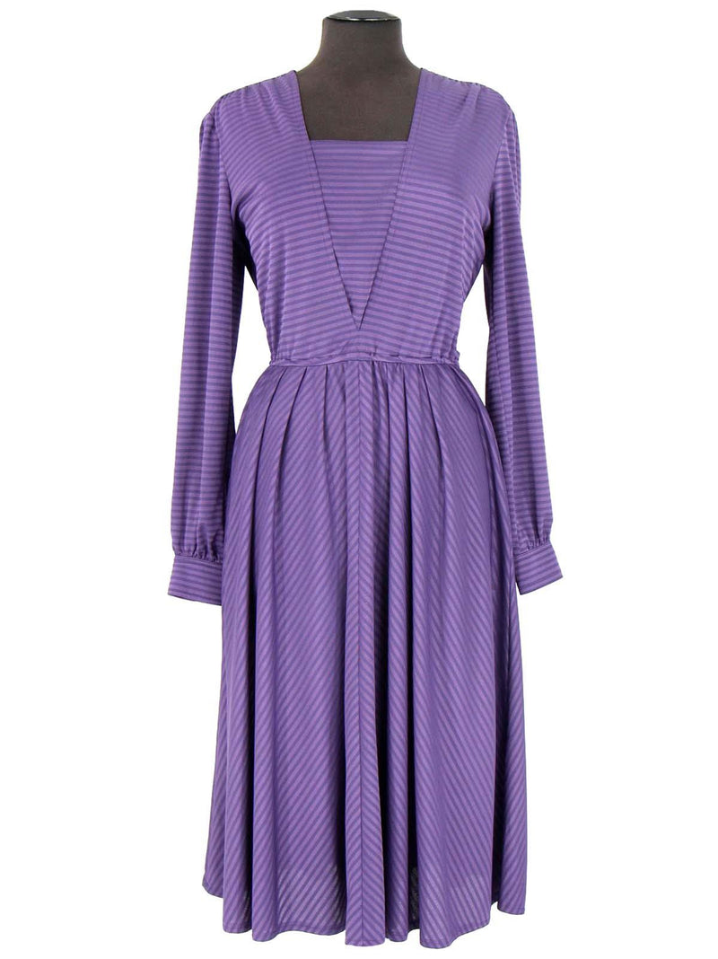 Gillian Paul 1970s Vintage Purple Striped Dress