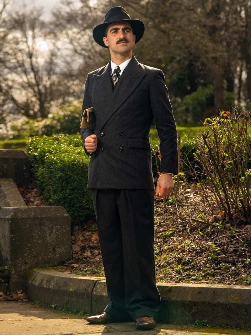 1940s Vintage Deliverance Demob Jacket in Charcoal