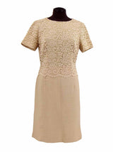 Vintage 1960s Latté Lace Overlay Dress