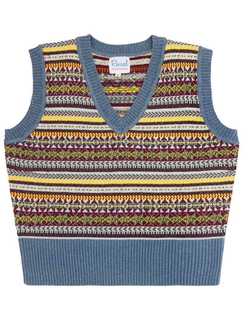 Melvin Vintage Fairisle Tank Top - Paridae Blue