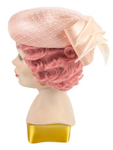 Vintage Woven Baby Pink Bubble Bow Hat