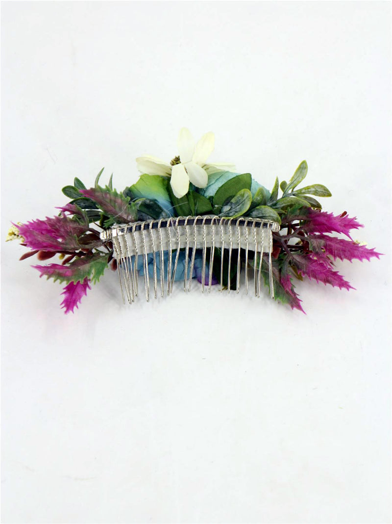Blue & Purple Vintage Style Hair Flower Comb