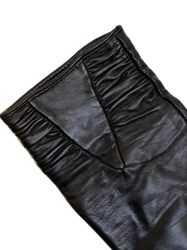 Vintage Style Long Black Leather Gloves