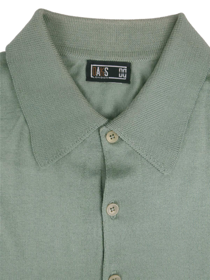 Sage Green DAKS Fine Knit Sweater with Collar