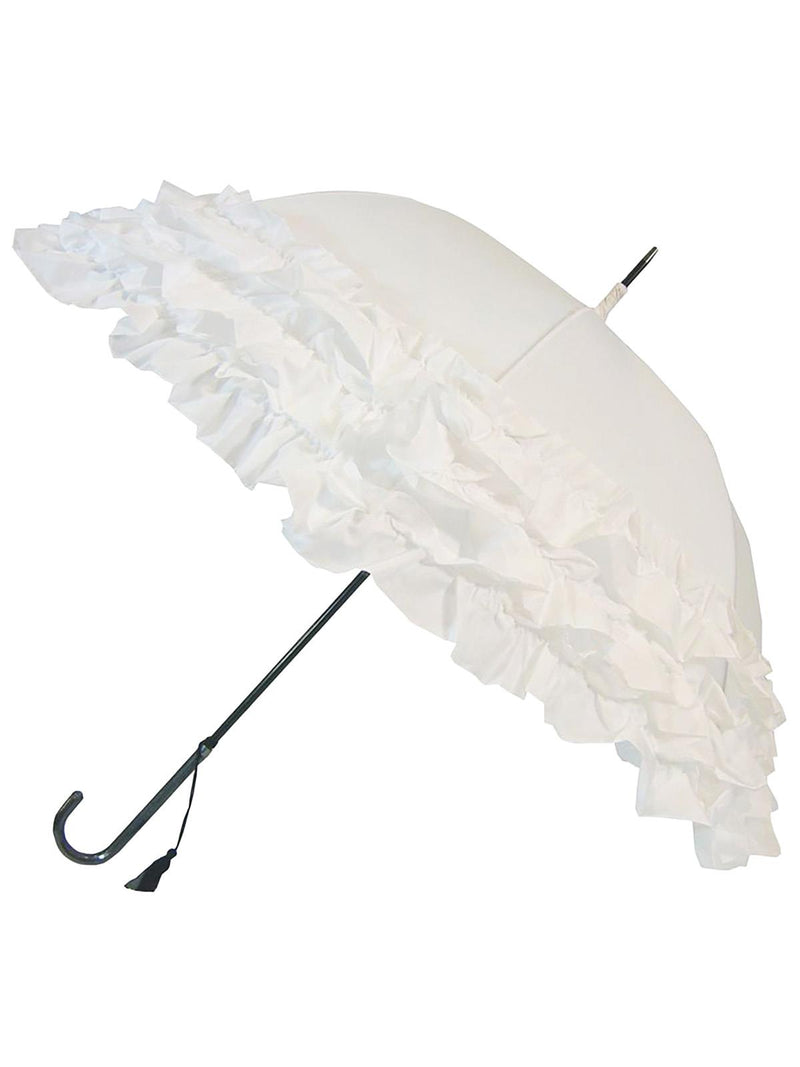 Triple Frill White Vintage Style Umbrella