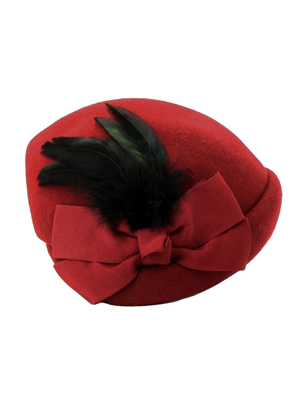 Vintage Style Red 1940s Look Half Hat