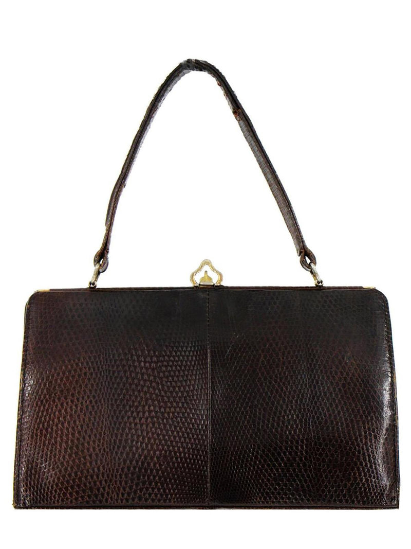 Classic Riviera Brown Lizard Skin Vintage Frame Bag