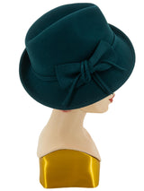 Vintage Style Teal Green Wool Felt 1940s Trilby Hat