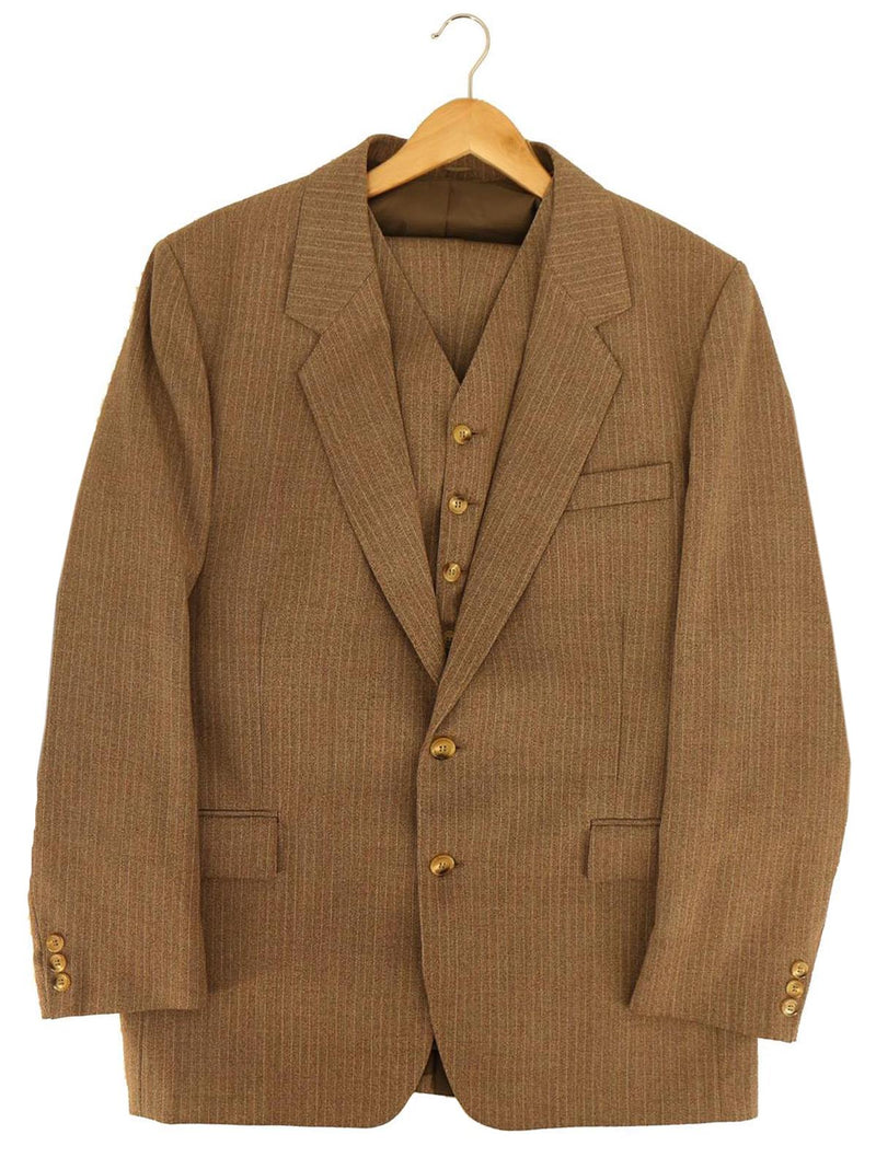 Three Piece Vintage Beige Pinstripe Suit