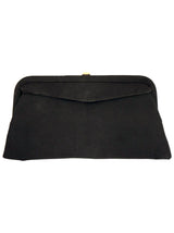 Black Grosgrain Vintage Frame Clutch Bag