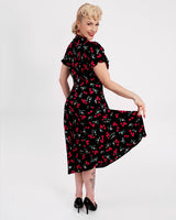 Vintage Style Cherry Print Tea Dress