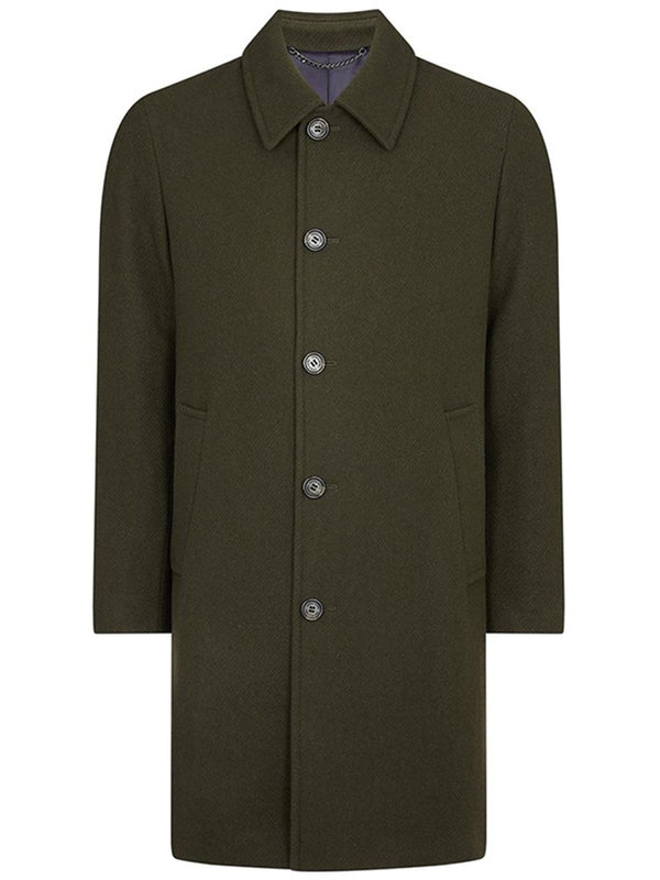 Dark Green Vintage Style Single Breasted Wool Overcoat