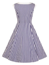 Blue Nautical Stripe Classic Vintage Style Swing Dress