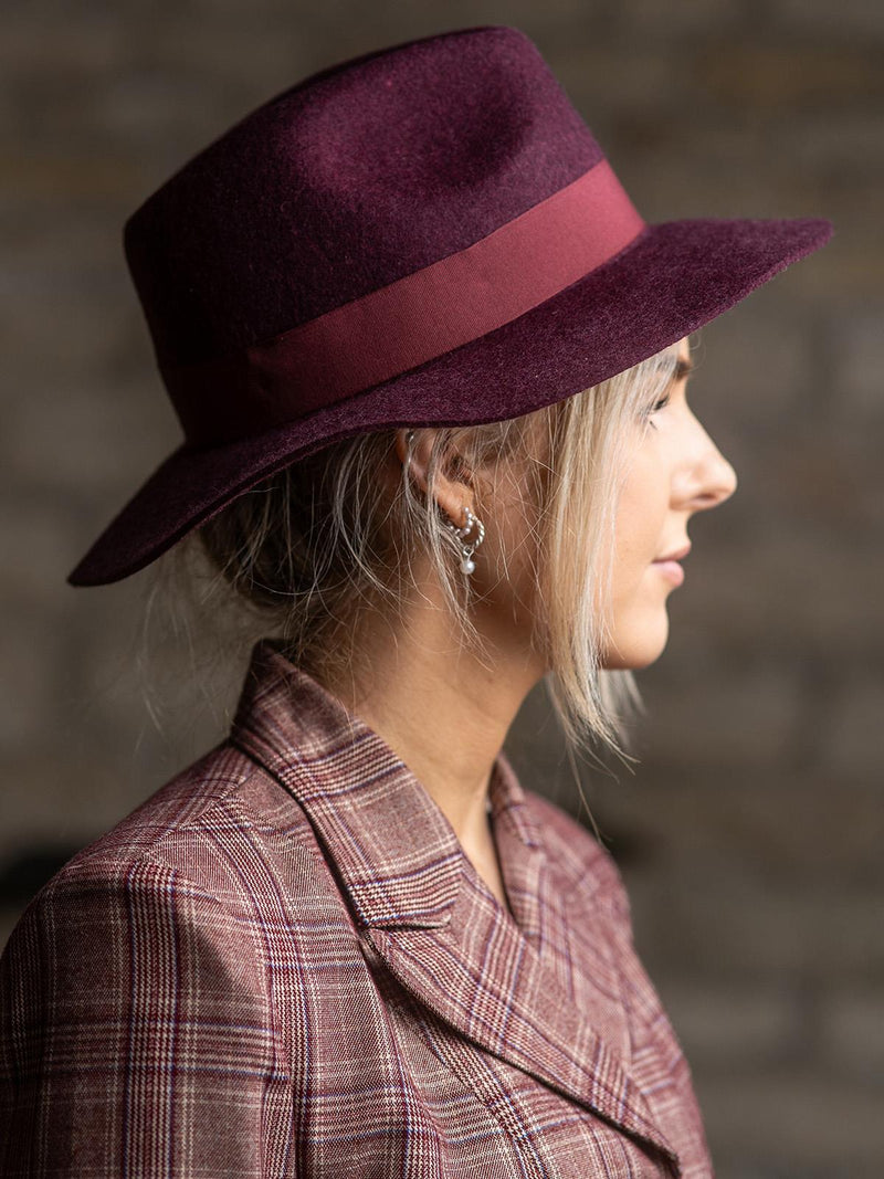 Burgundy 1940s Vintage Look Women's Fedora