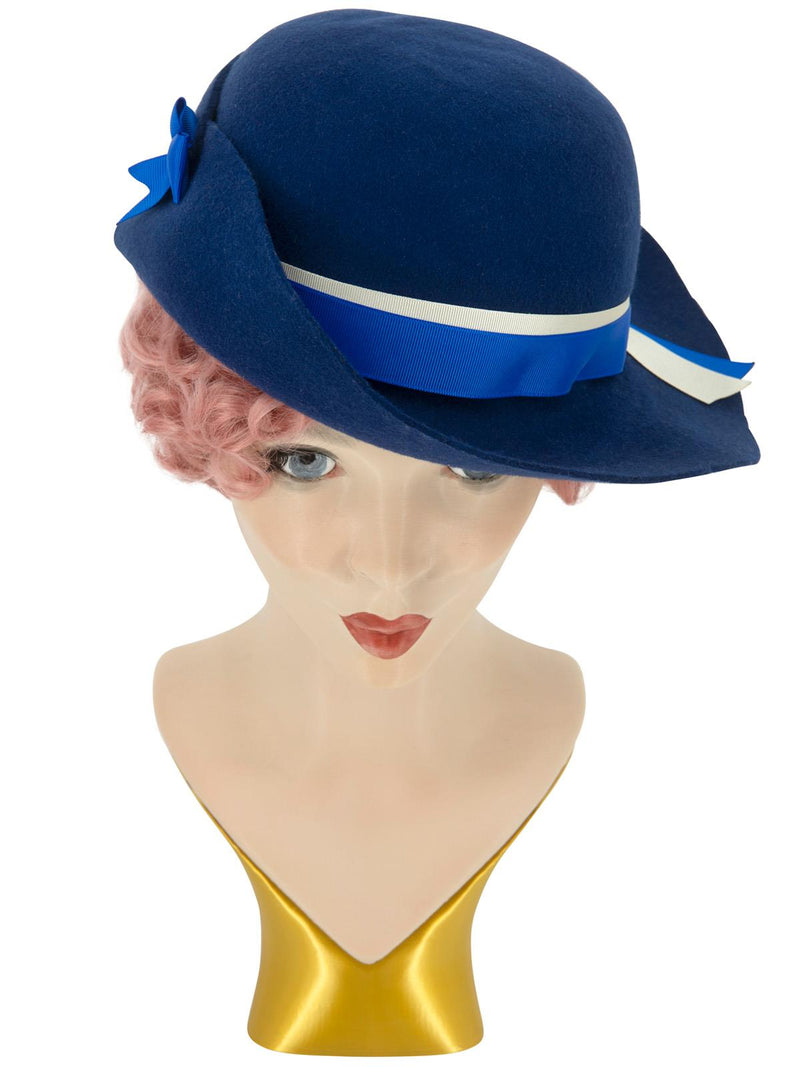 Hand Crafted Blue 1940s Vintage Style Tilt Hat