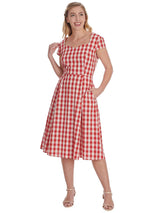 Vintage 50s Style Red Gingham Sweetheart Dress