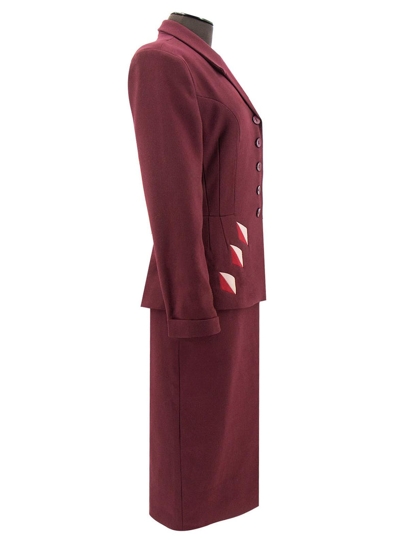 1940s Vintage Majestic Skirt Suit in Cardinal Red