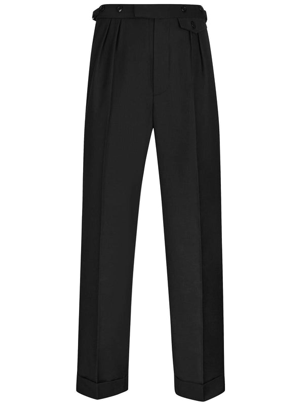 1940s Vintage Harry Fishtail Back Trousers in Black