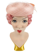 Vintage Woven Baby Pink Bubble Bow Hat