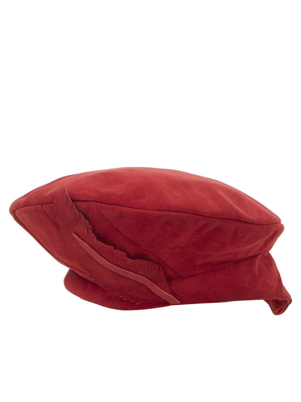 Suede Soft Profile Red Halo 1940s Hat