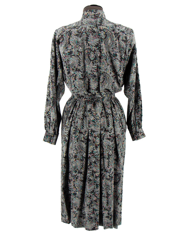 Vintage Paisley Belted Midi Shirtdress