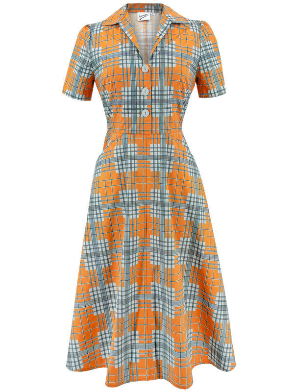 1940s Vintage Melody Shirtwaist Dress in Gridlock