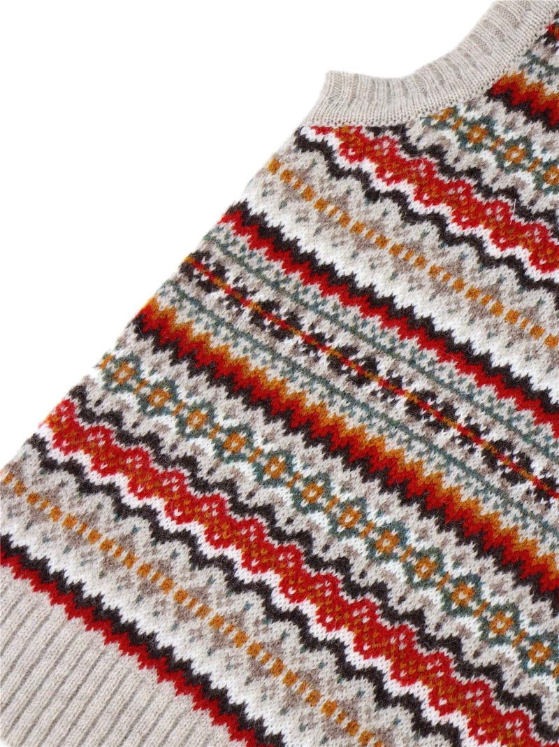 Pure Scottish Wool Fairisle Knit Tank Top in Firestone Beige