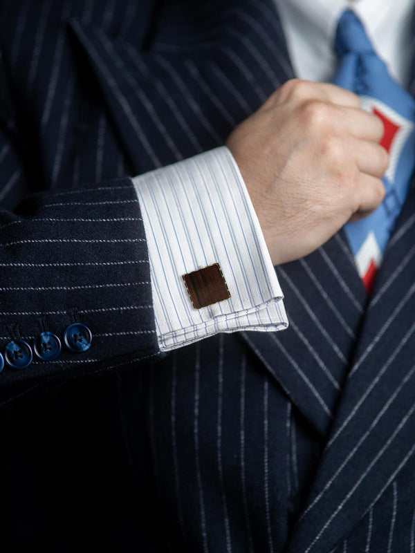 Vintage 1960s Gold Plated & Polished Wood Cufflinks