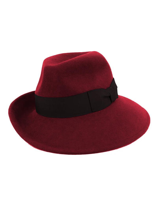 Red 1940s Vintage Fedora Style Tilt Hat