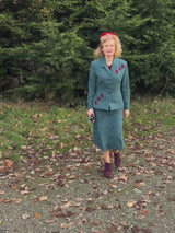 1940s Vintage Majestic Skirt Suit in Pheasant Green
