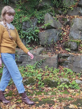 Fairisle 40s Style Pure Scottish Wool Jumper in Cumin Orange