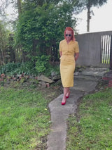 1940s Vintage Spirit Linen Dress in Honey Yellow