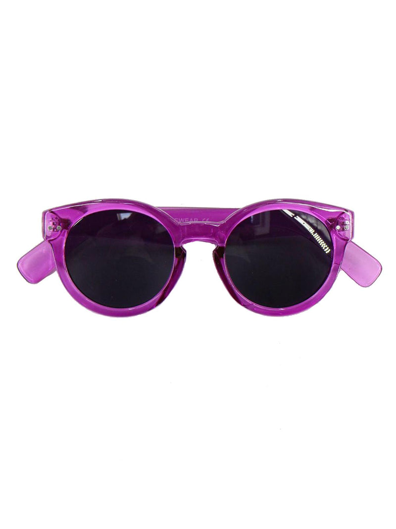 Retro 1950s Clear Pink Round College Sunglasses