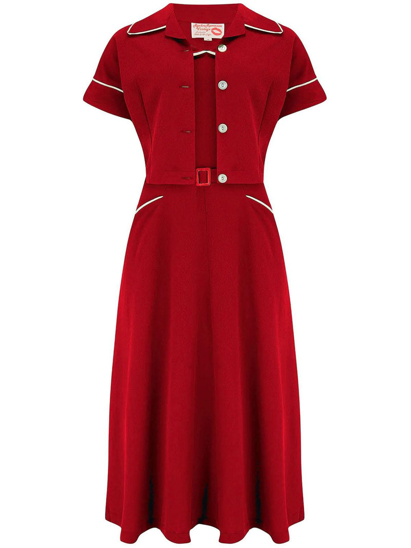 Two Piece Vintage Style Red Dress & Bolero Set