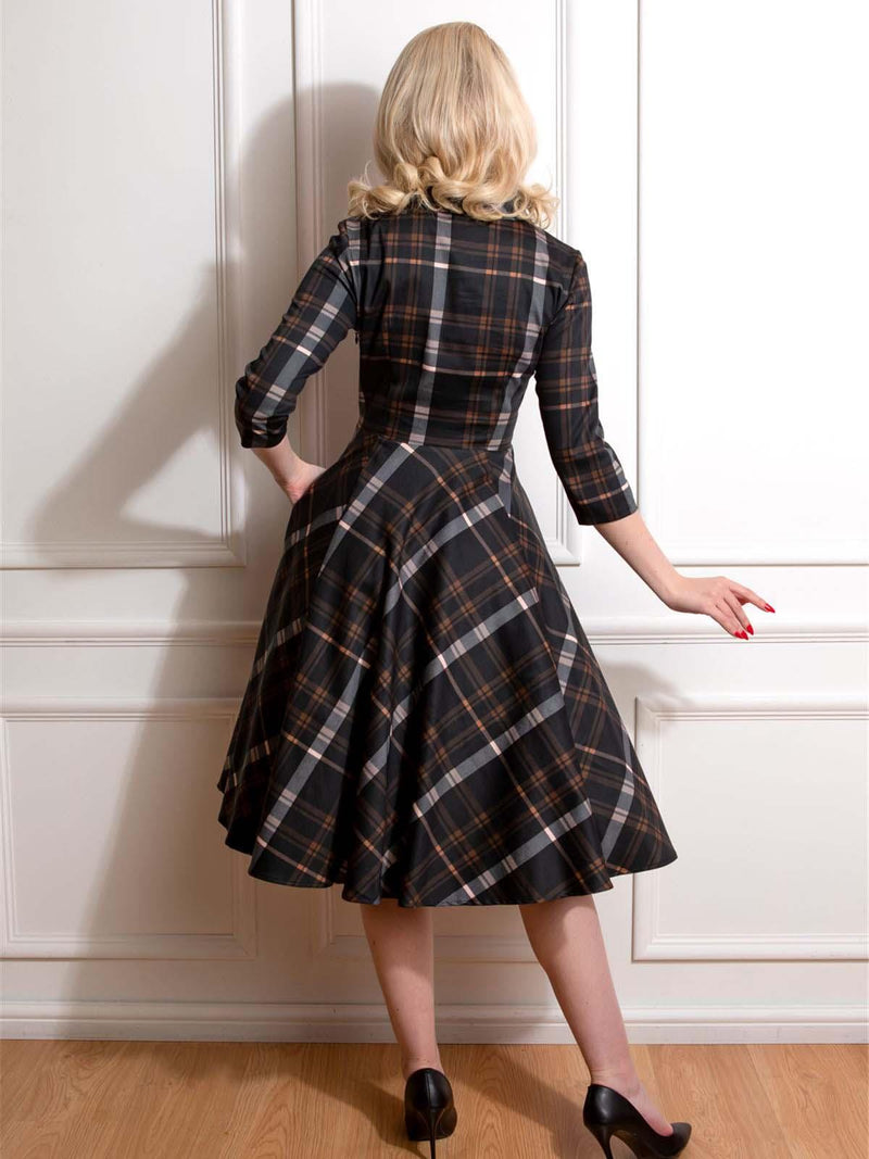 Fifties Vintage Style Black Autumn Check Dress