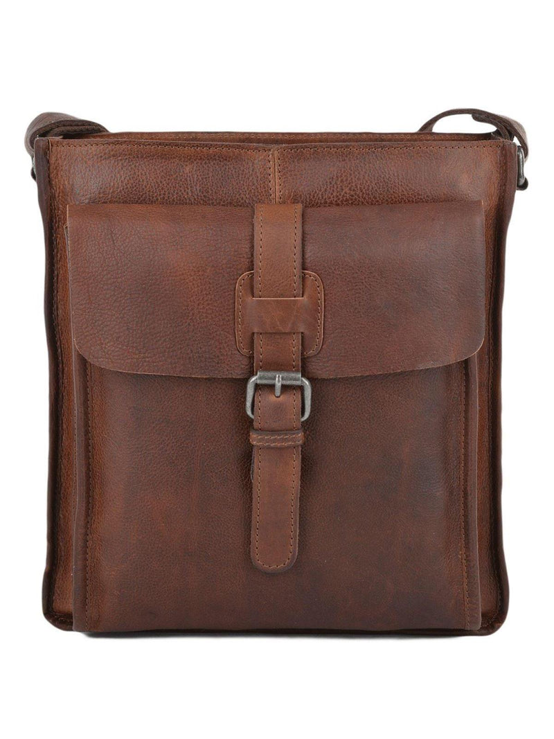Men's Premium Tan Leather Vintage Look Messenger Bag