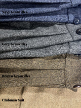1940s Vintage Granville Herringbone Wool Bag Trousers in Brown