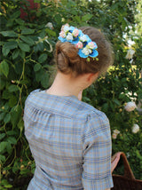 Pastel Blue Vintage Style Hair Flower Corsage