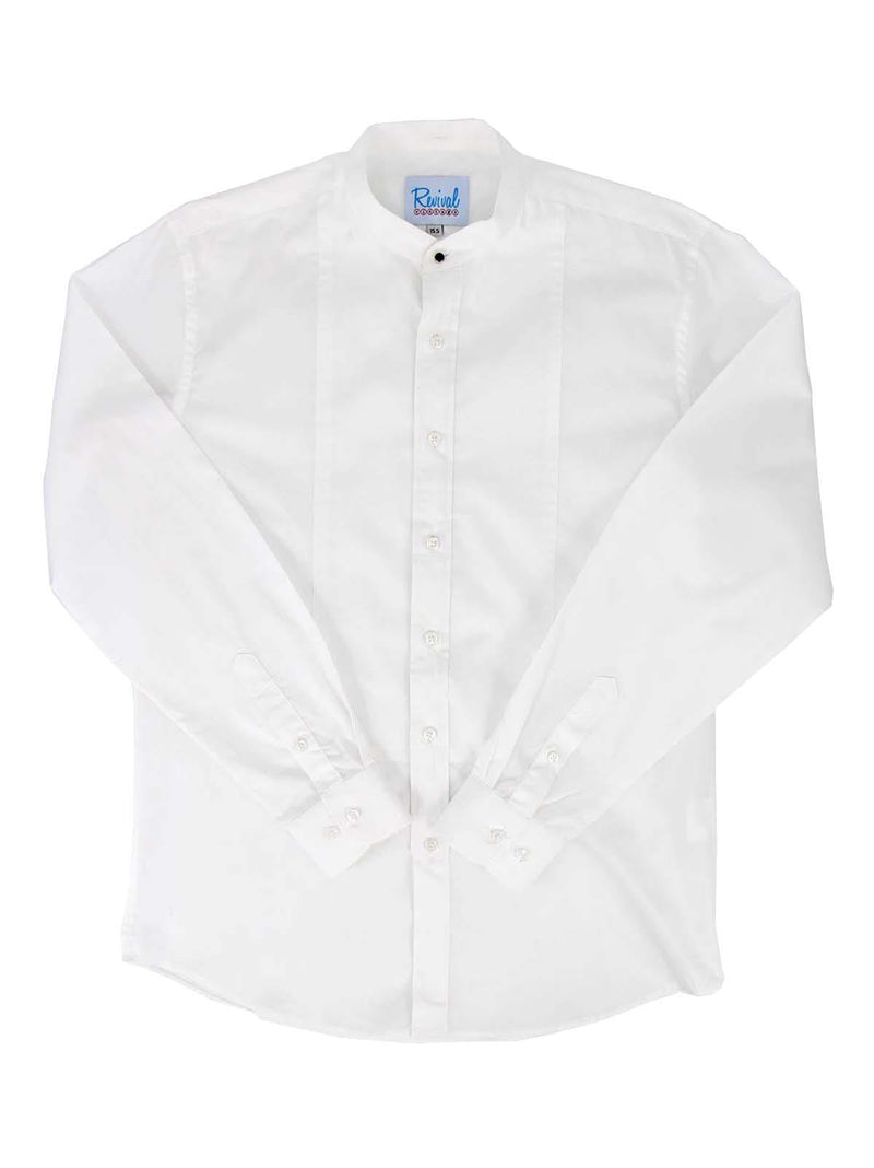 White Collarless Grandad Shirt with Detachable Club Collar