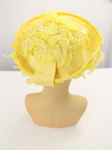 Lemon Yellow 1960s Floral Net Hat
