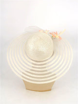 White Seventies Sun Hat Floral Decor
