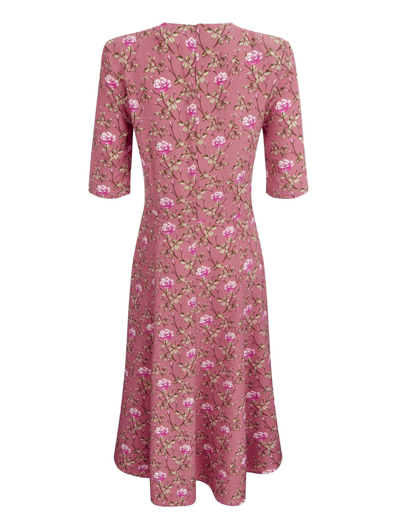 1940s Vintage Tribute Floral Tea Dress in Blush Pink