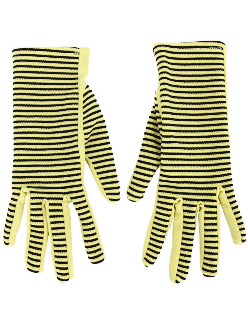 Vintage Yellow & Black Striped Gloves