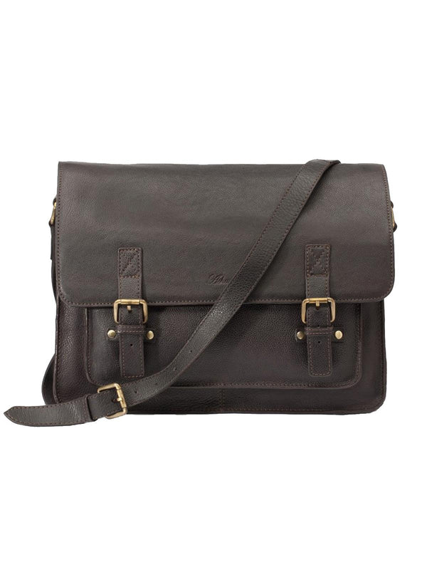 Genuine Leather Men's Dark Brown Vintage Look Satchel Bag