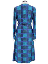 Blue Grid Pattern Vintage Shirt Dress