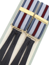 Gunmetal & Maroon Stripe Braces with Black Leather Loops