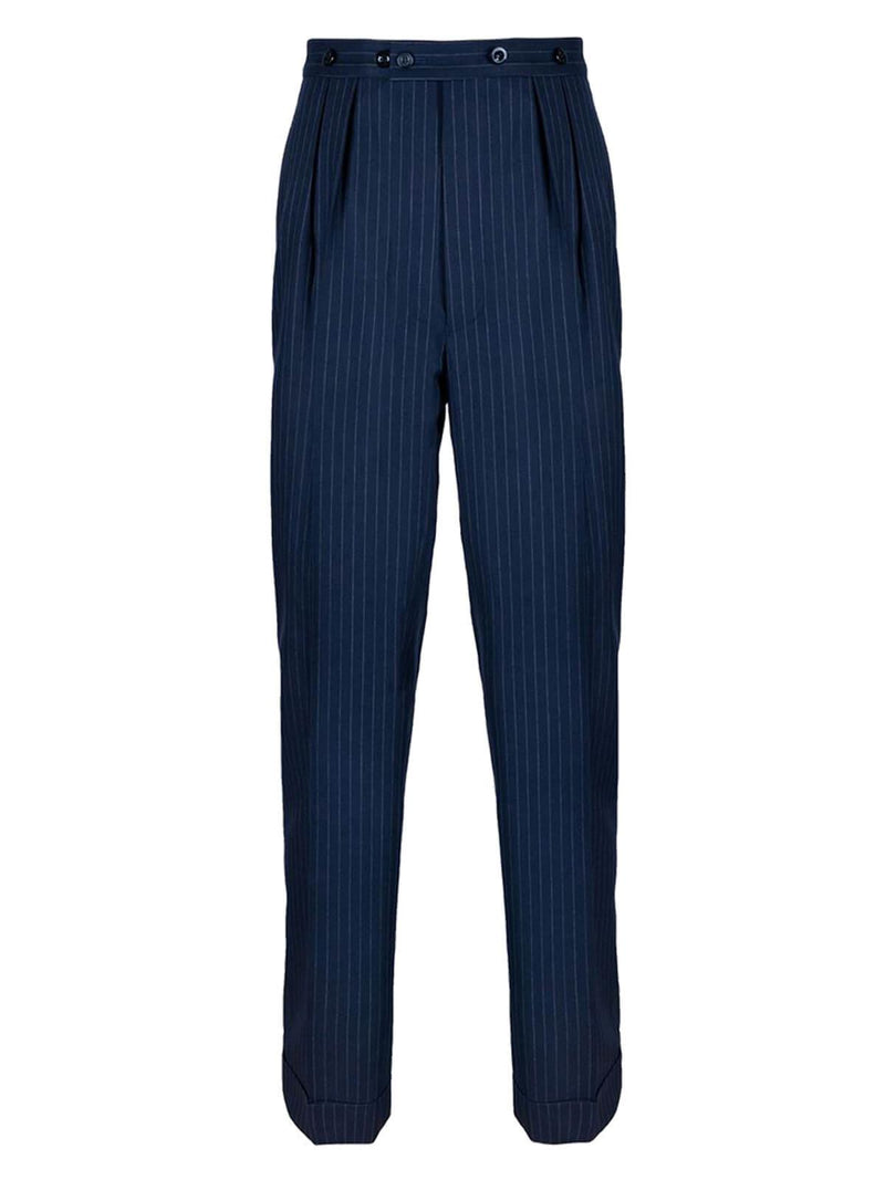 Pinstripe Wool Replica 1940s Trousers with Belt Loops